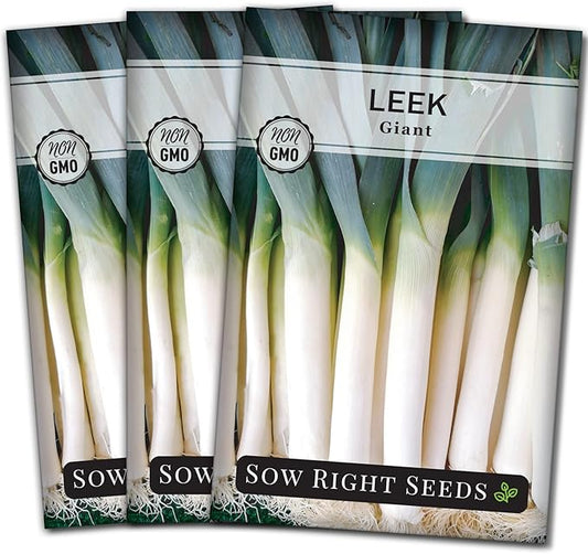 Sow Right Seeds - Giant Leek Seeds for Planting - Non-GMO Heirloom Packet with Instructions to Plant and Grow an Outdoor Home Vegetable Garden - Large Green Chive Onion - Cook Asian Cuisine (3)