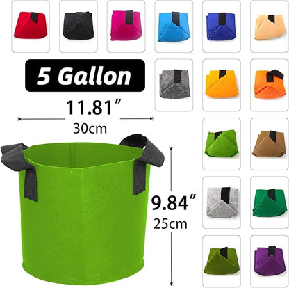 Grow Bags,Growing Pot Bags Garden Grow Bag Indoor Outdoor Fabric Aeration Plant Pot Container Flower Vegetable Pouch (Mixed 15colors,5 Gallon)
