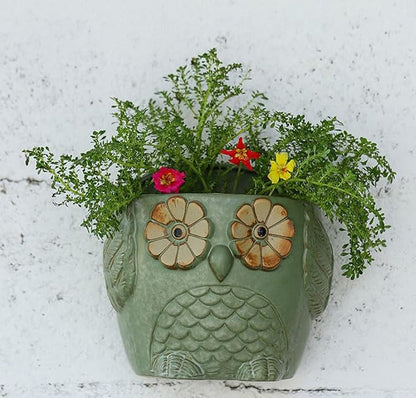 7Inch Ceramic Owl Wall Planter Hanging Planter Flower Planter Succulent Pot Indoor Outdoor Garden Pots Large Ideal Gifts for Women, Mom or Birthdays