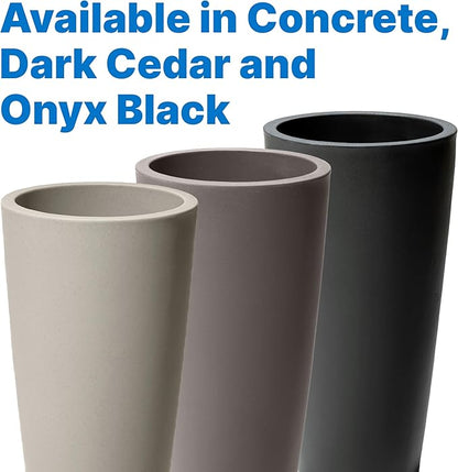 Step2 Tremont Tall Round Tapered Planter, Large Planters for Outdoor Plants, Gardening and Flower Pot for Patio or Porch, Efficient Drainage, Durable Plastic, Dark Cedar, 2-Pack