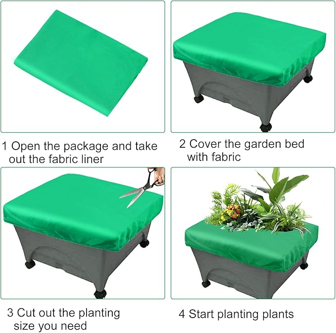 2 Pack City Pickers Replacement Mulch Cover, 20" x 24" Black Planter Box Cover with Elastic City Picker Raised Bed Cover for Garden Planters Boxes (Green)
