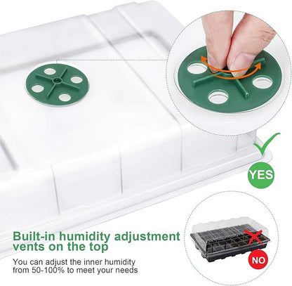 MIXC Seedling Trays Seed Starter Tray, 10-Pack Mini Propagator Plant Grow Kit Greenhouse with Humidity Vented Domes and Base for Seeds' Starting (40 Cells Per Tray, Total 400 Cells), Green