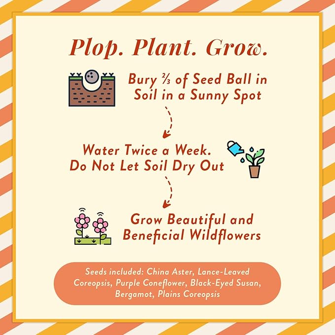 Modern Sprout Wildflower Seed Ball Poop - Easter Basket Essentials - Non-GMO, Hand-Rolled Clay Seed Bombs with Wildflower Seeds - Gardening Gift Set for Kids & Adults - (Easter Plop - Pack of 3)