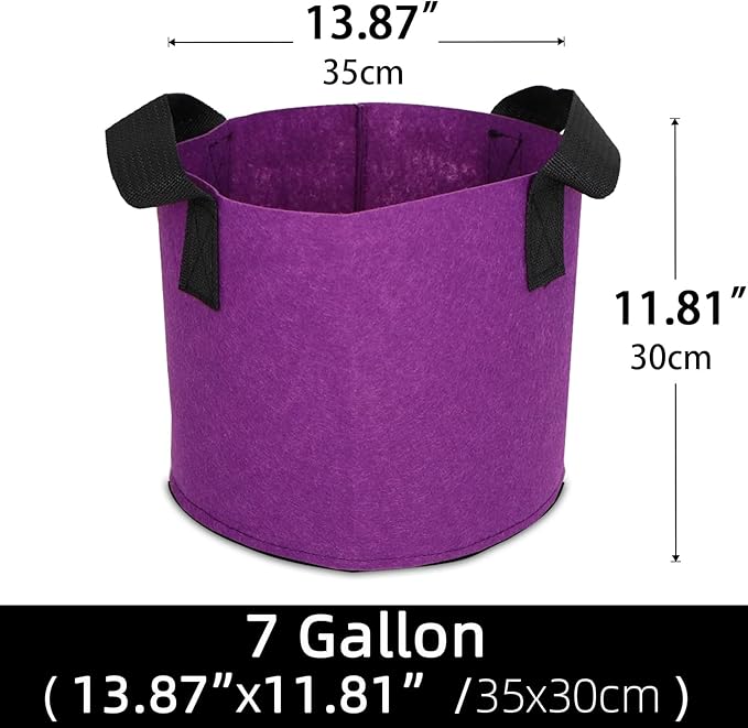 Grow Bags,Growing Pot Bags Garden Grow Bag Indoor Outdoor Fabric Aeration Plant Pot Container Flower Vegetable Pouch (Purple,7 Gallon)