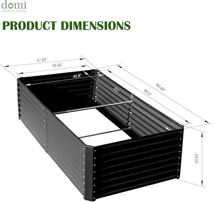 Domi 8x4x2ft Metal Raised Garden Beds Outdoor, Thickened Galvanized Steel Deep Root Planter Box with Stabilizing Bars & Rubber Edging for Vegetables, Flowers, Herbs - Dark Gray