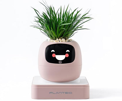 Ivy AI Smart Plant Pot with Emoji Intelligent Planter Robot for Houseplants Tamagotchi Flower Pot Stylish Plantagotchi Home Decor(Blush)