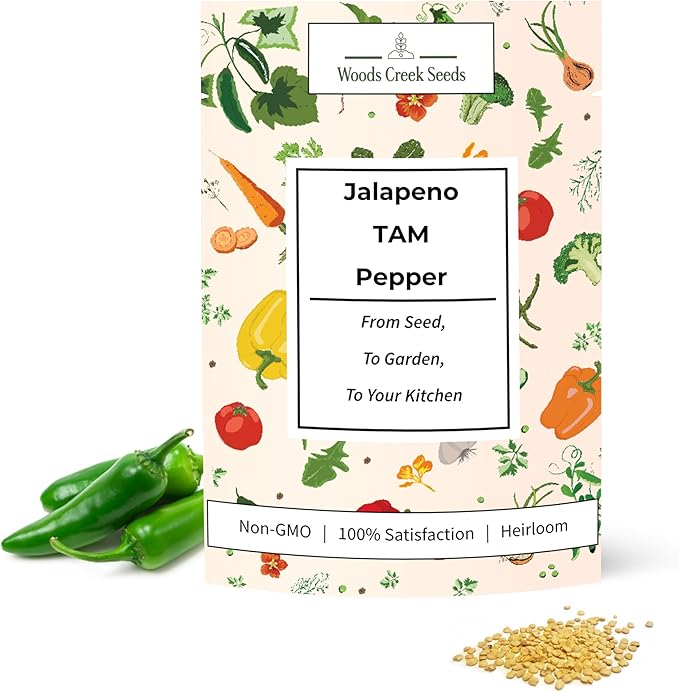 Jalapeño TAM Pepper Seeds for Planting – Heirloom, Non-GMO Jalapeno Seeds with Mild Heat, Large Jalapeno Peppers for Home Gardens | Woods Creek Seeds