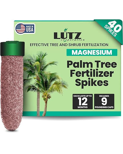 Magnesium Palm Tree Fertilizer Spikes, Pack of 40 - Fertilizer Sticks & Plant Food Spikes for Palm Trees & Ferns - Contains Magnesium, Sulfur & Nitrogen, Essential Nutrients