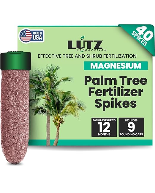 Magnesium Palm Tree Fertilizer Spikes, Pack of 40 - Fertilizer Sticks & Plant Food Spikes for Palm Trees & Ferns - Contains Magnesium, Sulfur & Nitrogen, Essential Nutrients