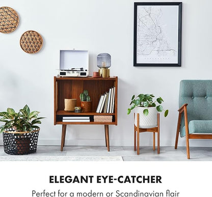 Fox & Fern Mid Century Plant Stand — 10 Inch Fixed Size Wooden Plant Stand for Indoor Planters (Not Included) - Raised Flower Pot Holder for Indoors - Plug In Design - Two Height Options - Acacia