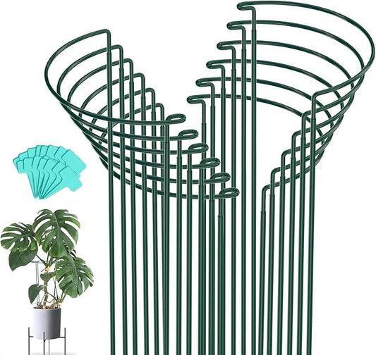 Joyhalo 12 Pack Peony Cages and Supports, 32 Inch Adjustable Plant Stakes for Outdoor Plants, Plant Support Stakes, Peony Cage with 15 Pcs Twist Ties, Flower Stakes Peonies Support Cages for Plants