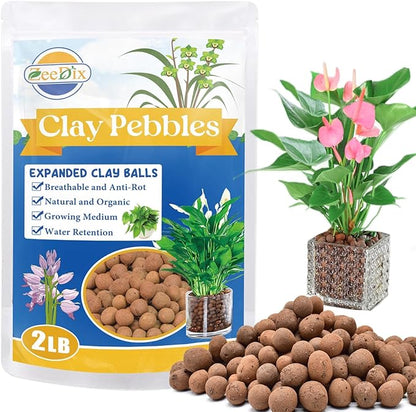 ZeeDix 2LBS Expanded Clay Pebbles for Hydroponics - pH Neutral Hydro Balls 4mm-16mm Lightweight Leca Clay Pebbles for Plants Drainage Aggregate, Aquaponics, Indoor Gardening & Succulents