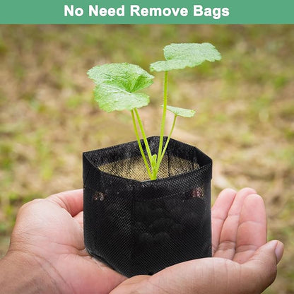 100-Pack Nursery Growing Bags, 7.9" x 7.1" Non-Woven Plant Nursery Bags, Fabric Seeding Pots Pouch for Seed Starting/Soil Transplant/Home Garden Supply [Black]