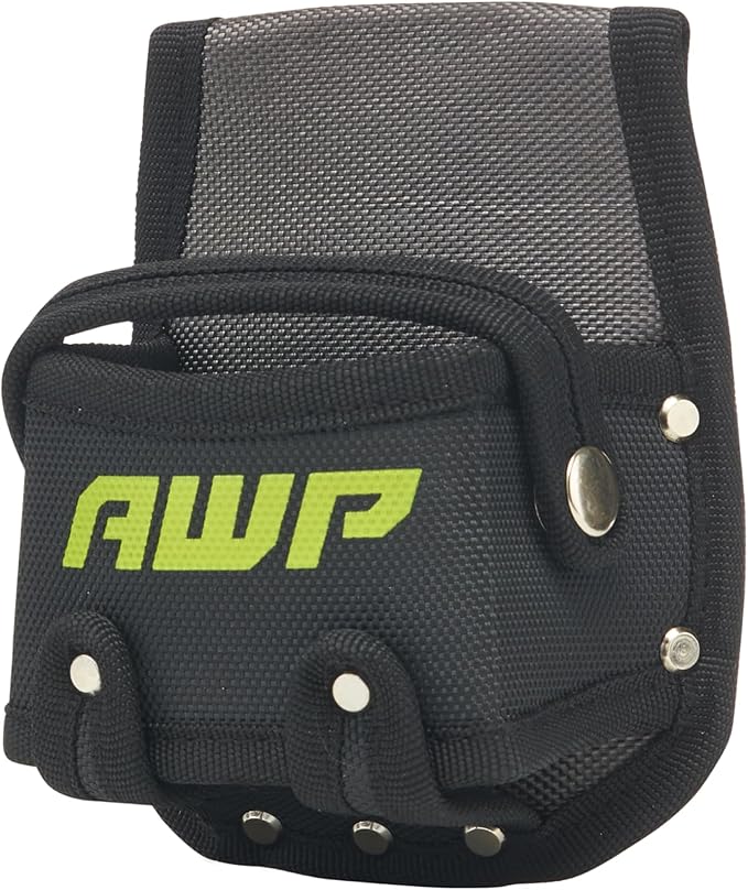 AWP Tape Measure Pouch with Metal Belt Clip and Tunnel Loop, Tool Belt Accessory