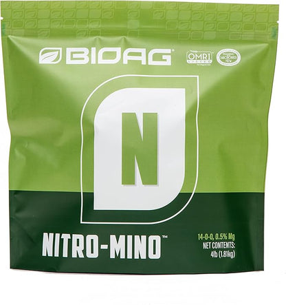 BioAg Nitro-Mino Organic Nitrogen Fertilizer, Amino Acids Nitrogen Magnesium (4 lbs)