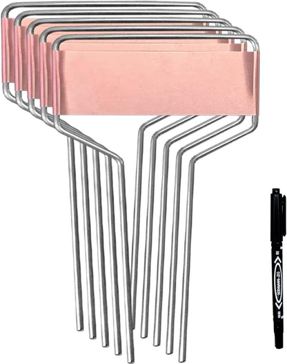 Wehhbtye 40 PCS Metal Plant Label Stakes - Copper Metal Plant Tags,High Copper Plate Plant Labels,Coppers Plant Tags with 1 Maker Pen for Flowers, Vegetables, Seedlings, Seed,etc