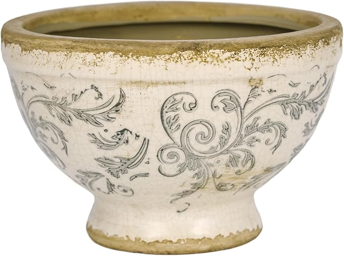 Vintage Ice Crackle Grazd Ceramic Flower Pot with Drainage Holes, 4.33 Inch Rustic Planter for Indoor Plants, Outdoor Garden, Farmhouse Gift Tuscan Decor (Gray)