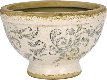 Vintage Ice Crackle Grazd Ceramic Flower Pot with Drainage Holes, 4.33 Inch Rustic Planter for Indoor Plants, Outdoor Garden, Farmhouse Gift Tuscan Decor (Gray)