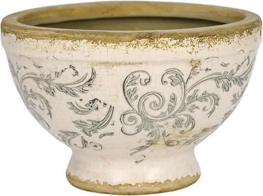 Vintage Ice Crackle Grazd Ceramic Flower Pot with Drainage Holes, 4.33 Inch Rustic Planter for Indoor Plants, Outdoor Garden, Farmhouse Gift Tuscan Decor (Gray)