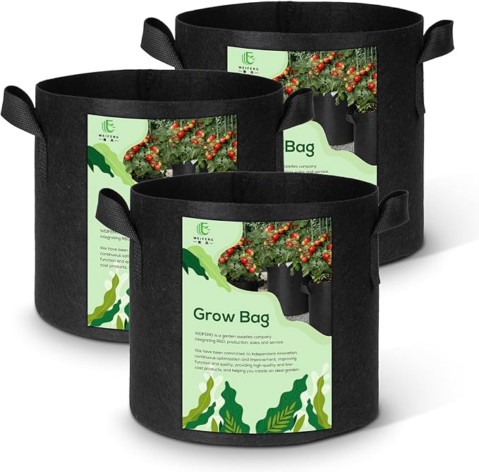 WEIFENG 3-Pack 30 Gallon Grow Bags, Extra Large Heavy Duty Fabric Pot for Very Large Trees, Commercial Gardening