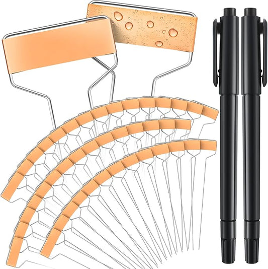 Moxweyeni 60 Pcs Metal Garden Tags Plant Labels for Garden Waterproof Plant Markers with 2 Permanent Pen Planting Nursery Tags Reusable Labels Stake for Plants (Copper,10 Inch)