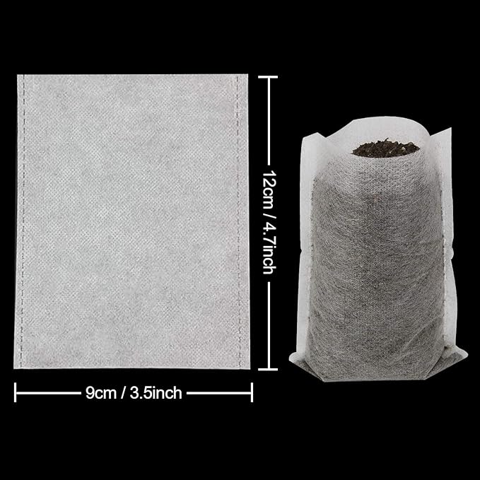 Augshy 200PCS 3.5x4.7 Inches Non-Woven Plant Grow Bags, Breathable Nursery Growing Pots Plant Grow Bags for Seedling Starter, Garden Planting Cultivation
