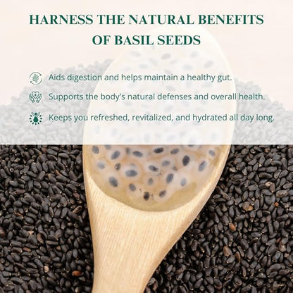Nutriwish Basil Seeds 17.6 oz (500 g) | 100% Natural, Raw & Gluten-Free | Perfect for Smoothies, Drinks & Desserts