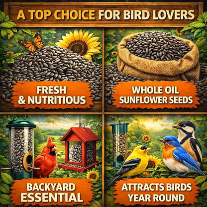 Premium Black Sunflower Seeds – | 4 LB Bulk Value Pack | Natural Wild Bird Seed for Backyard Feeders, High-Energy Food for Songbirds