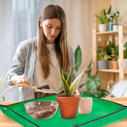 Plant Repotting Mat 26.8" X 26.8",Square Succulent Gardening Mat Waterproof Transplanting Mat Thickened Foldable Soil Change Mat and Potting Soil Mess Control Tidy Tray Repotting Mat