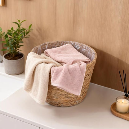 Healifty Straw Woven Plant Basket 2PCS Rattan Flower Basket Indoor with Plastic Liner Natural Stylish for Rustic Boho Home Farmhouse Floor Potted Pots Decor