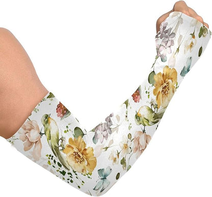 Wamika Gardening Sleeves Spring Globe Daisy Flowers Farm Sun Protective Arm Sleeves with Tumb Hole