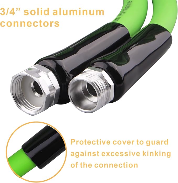Heavy Duty Garden Hose - 5/8" x 25 ft, Flexible and Kink Resistant Water Hose, with 3/4" GHT Solid Connector