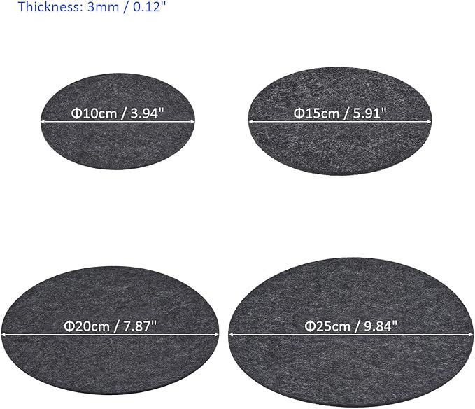 8 Pack Planter Coasters Set Felt Round Flowerpot Drip Pad Mat Apply to Outdoor/Garden (4" 6" 8" 10", Gray)