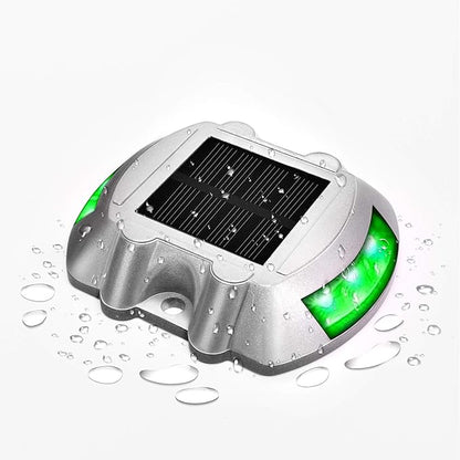 JIGUOOR Solar Deck Lights LED Driveway Lights Solar Powered Dock Light Outdoor IP68 Waterproof Road Markers for Step Sidewalk Stair Boat Garden Ground Pathway Yard (Green, 1 Pack)