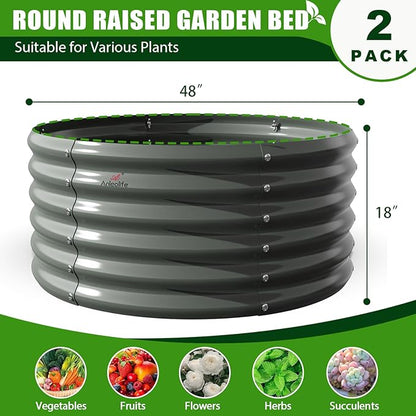A ANLEOLIFE 8-Pack 4X4X1.5ft & 74x74x18in Deep Root Galvanized Raised Garden Beds Outdoor for Planting Vegetables Flowers Herb, Quartz Grey