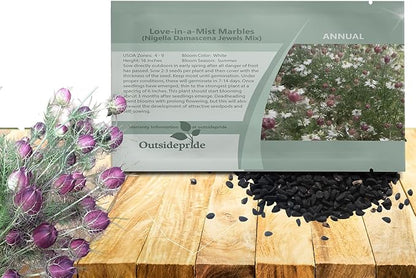 Outsidepride Jewels Marbles Nigella Seeds - 1000 Pcs Annual Flower Seeds for Planting with Vibrant Blooms & Lacy, Fern-Like Foliage, Attractive Cut Flower for Small Garden Spaces & Floral Arrangements