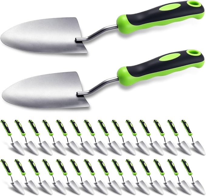 16 Pcs Garden Shovel Aluminum Alloy Heavy Duty Trowel Small Digging Shovels Metal Hand Trowel Spade with Soft Handle for Garden Lawn Yard Planting Tool (Wide Shovel,Green)