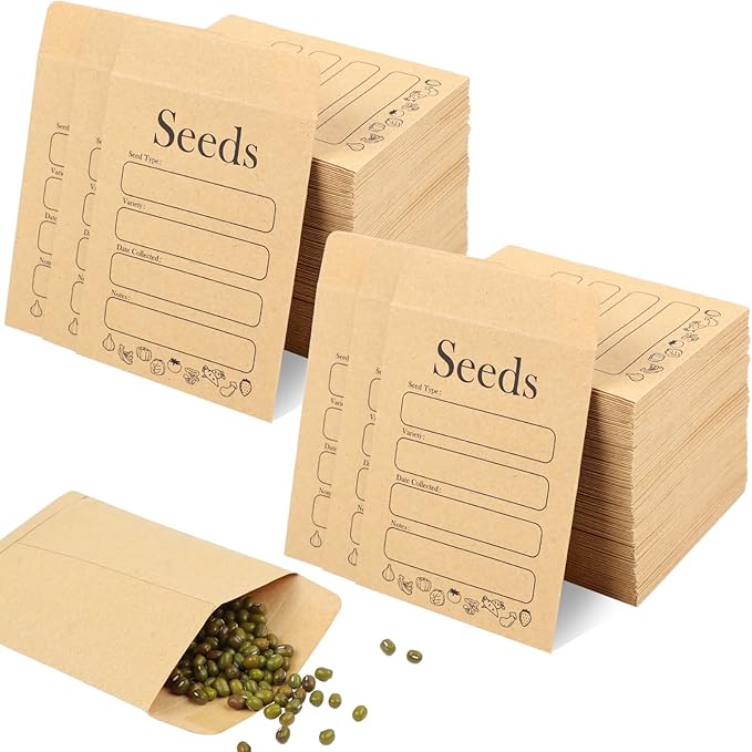 Joyberg 156 PCS Seed Envelopes 3.15”x 4.72”, Seed Packets Envelopes Kraft Seeds Saving Envelope, Self Sealing Seeds Storage Mini Envelope for Flower Vegetable