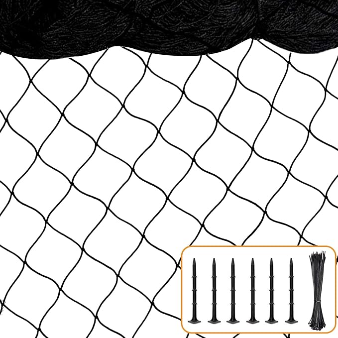Bird Net 25'x25' with 2.4" Square Mesh Bird Netting for Chicken Coop Roof, Poultry Netting Heavy Duty Nylon for Garden, Chicken Netting Fruit Tree Netting, Hawk Netting for Chicken Run