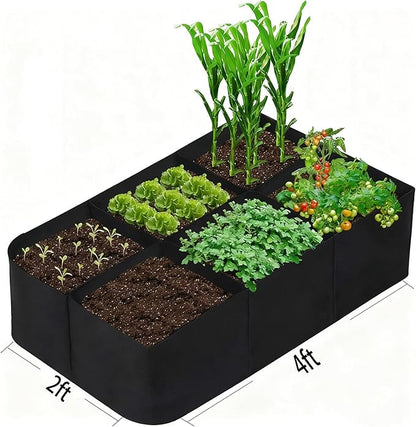 4x2 Ft Fabric Raised Garden Bed with 6 Grids - Perfect for Tomato and Potato Grow Bags, Outdoor Indoor Vegetable Garden Clearance Grow A Garden Solution