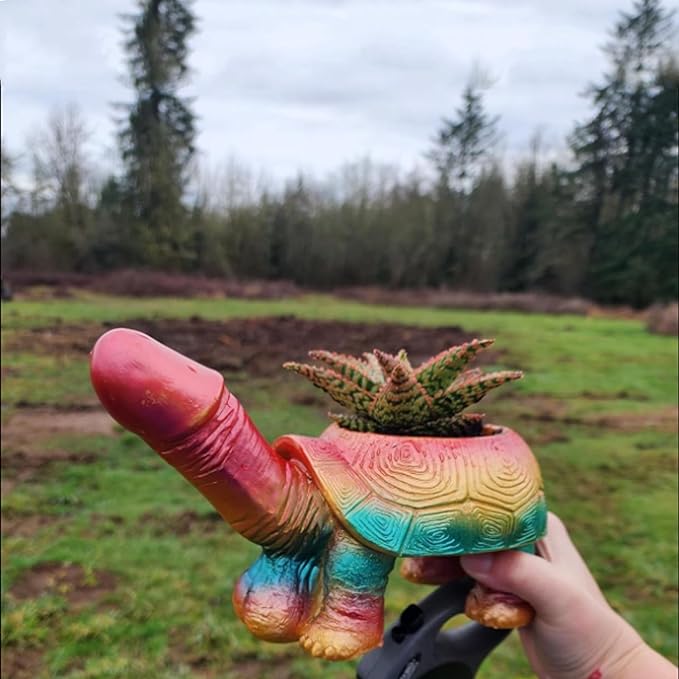 Turtle Planter Penis Pot Penis Planter Turtle Flower Pot Mischievous Joke Garden Decoration Funny's Gift (Tortoise)
