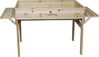 Master Gardner Elevated Garden Bed - Heavy-Duty 48" x 36" Raised Planter Box with Storage Shelf & Durable Wood Frame for Outdoor Gardening, Vegetables, Flowers & Herbs