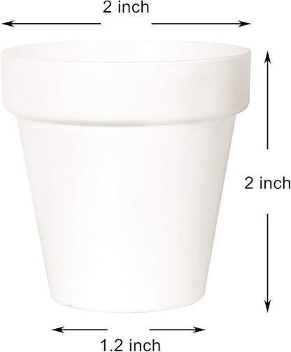 Youngever 24 Pack 2 Inch Mini Plastic Planters, Indoor Flower Plant Pots, White Gardening Pot with Drainage - NO Plant Included (Classic)
