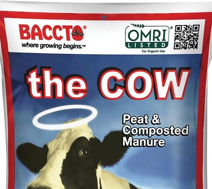 Michigan Peat Baccto 1640 Wholly Cow Horticultural Compost and Manure for Soil Amendment, Lawn Care, & Garden Beds, 40 Quart Bag (3 Pack)