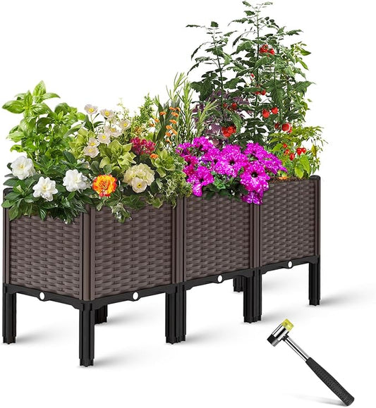 Garden Boxes Outdoor Raised Garden Bed with Legs Planter Boxes Outdoor with Easy Assembly Garden Box with Drain Outlet for Vegetables/Herbs,47x15x19in
