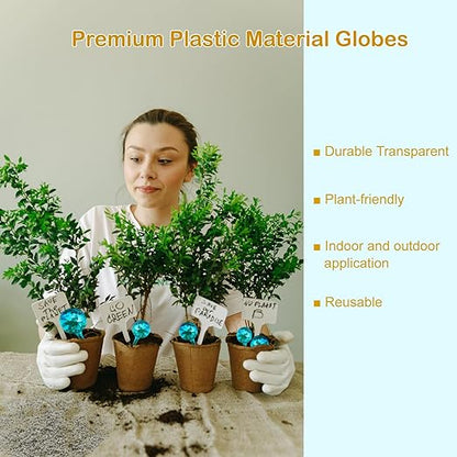 Plastic Self Watering Globes for Plants,14 PCS Plant Watering Globes,with Funnel+Label+Mix Rocks,Plastic Automatic Devices Watering Globe for Indoor Outdoor Plants, Garden,Flowers,Vacation Plant Care