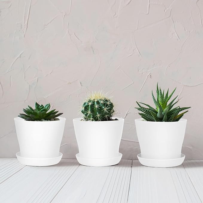 36 Pack Plants Nursery Pots 4 Inches Plastic Flower Plant Pots Thickened Seedlings Nursery Pots with Tray White Flower Pots Gardening Plant Containers for Outdoor Indoor