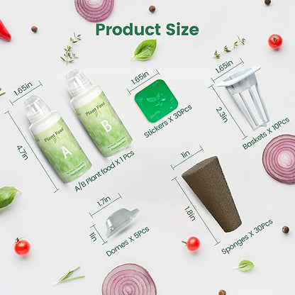 LETPOT 77 Pcs Seed Pod Kits, Square Grow Anything Kit for Hydroponics, with 2 A&B Nutrient Plant Foods and 30 Sponges, 5 Domes, 10 Baskets, 30 Stickers, Compatible Mini and Other Brand