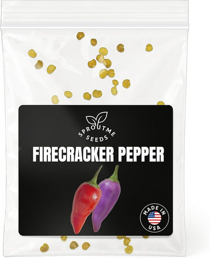 Firecracker Pepper Seeds for Planting – 50 Hot Ornamental Chili Seeds, Compact Colorful Pepper Plant, Non-GMO Heirloom, High Germination, Indoor & Outdoor Garden (Capsicum annuum)