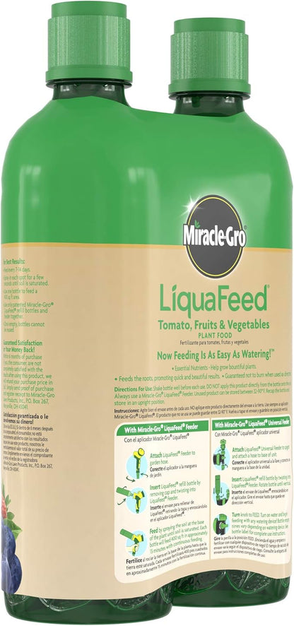 Miracle-Gro LiquaFeed Tomato, Fruits and Vegetables Plant Food, For In-Ground and Container Plants, 16 oz., 2-Pack